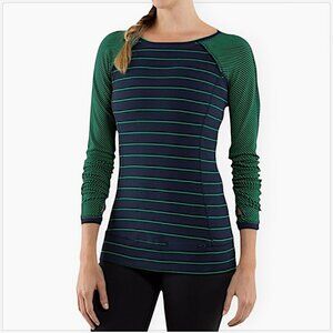 Lululemon Full Tilt Long Sleeve Slalom Hyper Stripe Green Bean Inkwell Navy 4 6